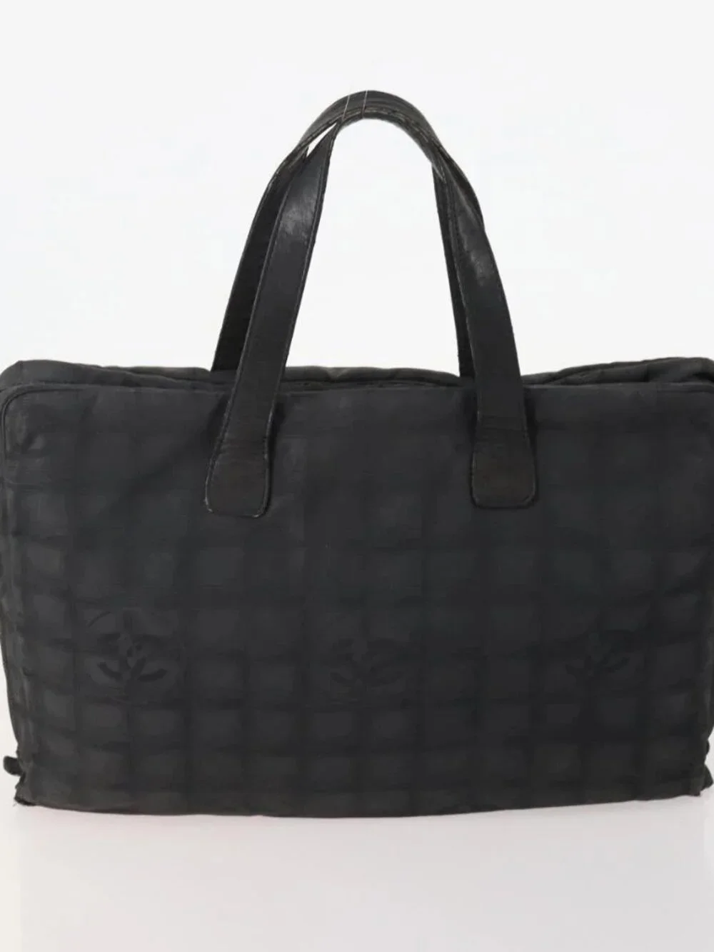 CHANEL New Travel line Tote Bag Nylon 3 Set Black Beige CC Auth BA12660